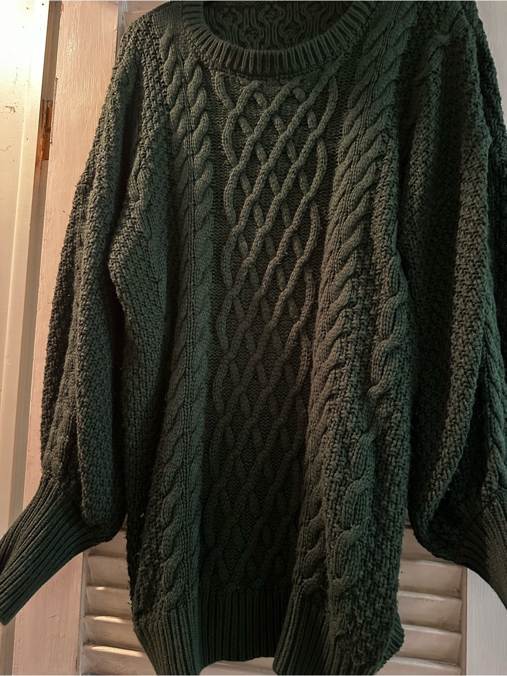 Classic Cable-Knit Women's Sweater in Dark Green